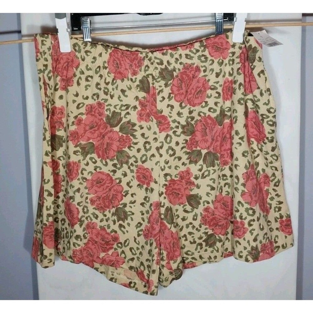 Victoria Jones 3X Floral Leopard High Rise Shorts Cotton Elastic Waist NWT